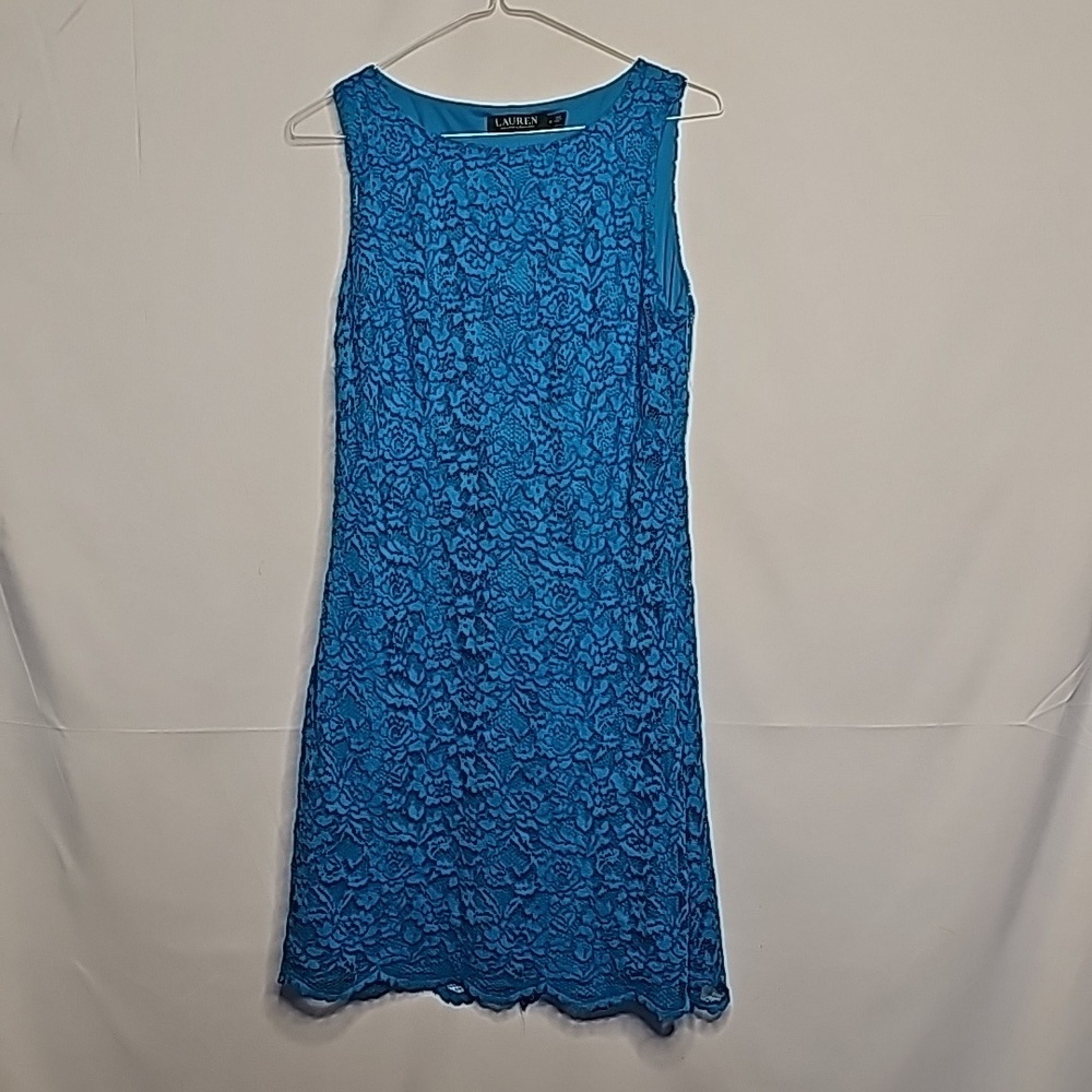 Lauren Ralph Lauren sleeveless lace blue dress sz 6